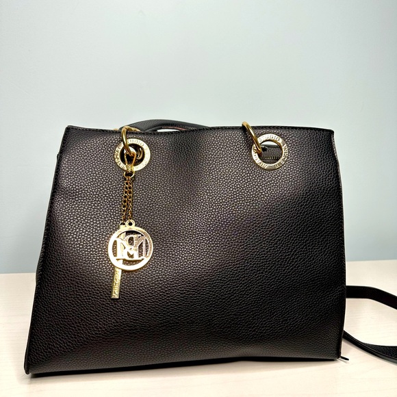 Badgley Mischka Black Vegan Leather Satchel - Picture 1 of 6